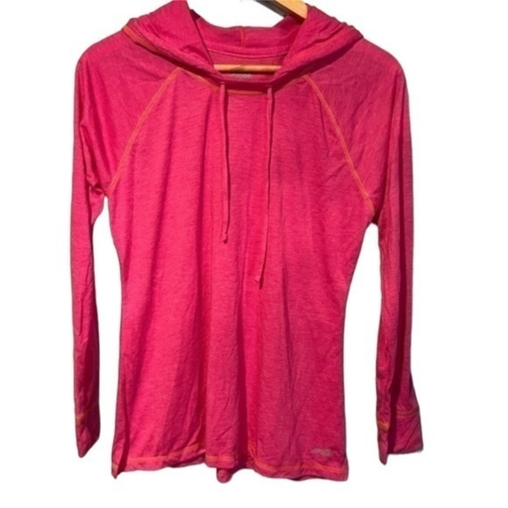 Avia Womens Pink Heathered Lightweight Hoodie Long Sleeve Activewear Large #173